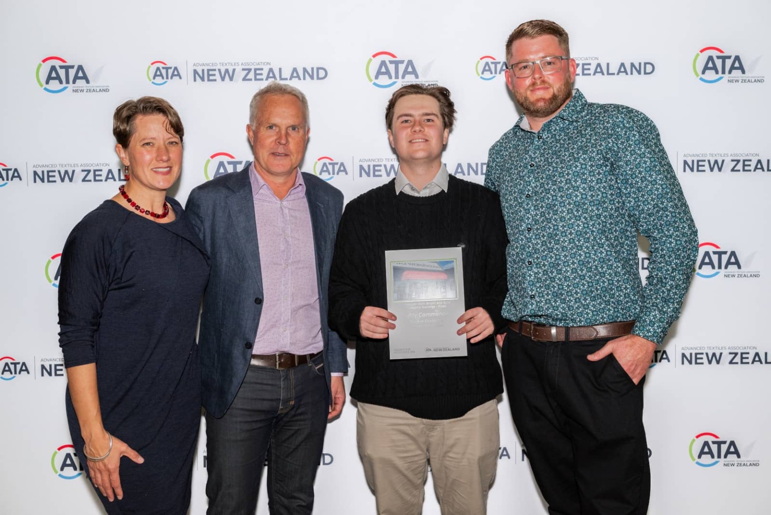 Suzanne, Pete, Seb and Adam receiving their award for outdoor upholstery at the ATA NZ Awards 2024